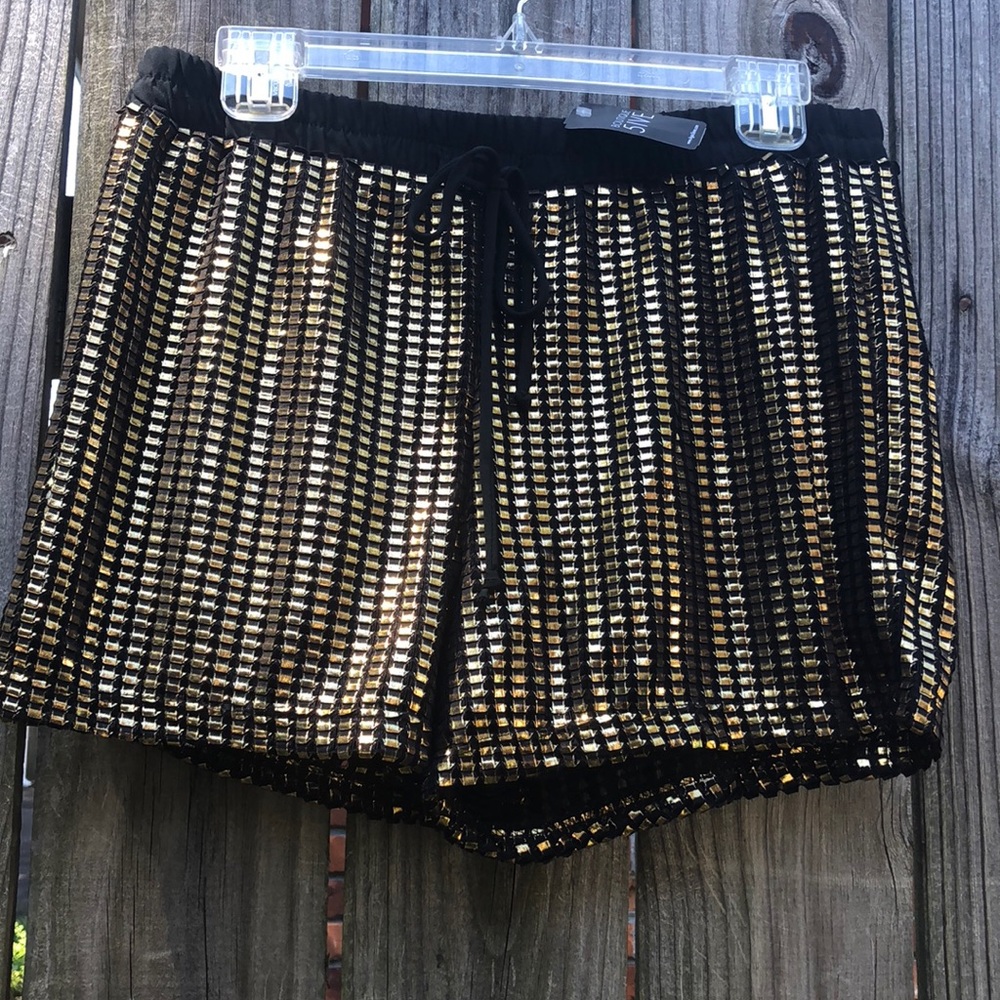 Gold Chainmail Drawstring Shorts NWT